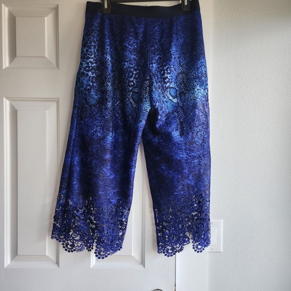 Tahari Willow Pant Culottes Lace Admiral Navy Size 6 - Picture 7 of 9